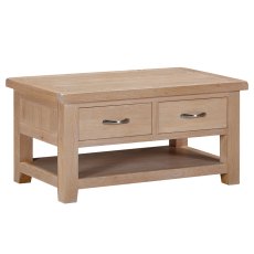 Milford Oak Coffee Table with 2 Drawers