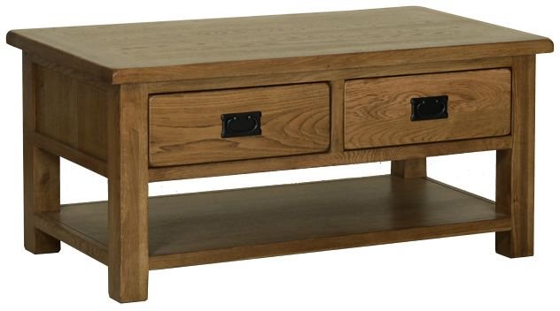 Riad Rustic Oak Coffee Table with 4 Drawers