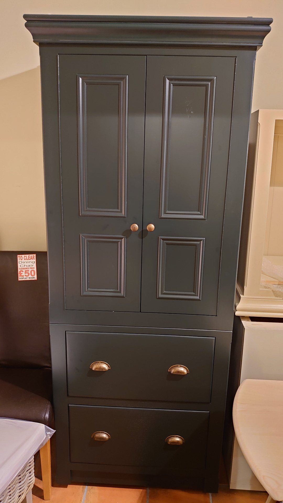 Clearance 80cm larder Cupboard (Painted in Forest) Old Creamery Furniture