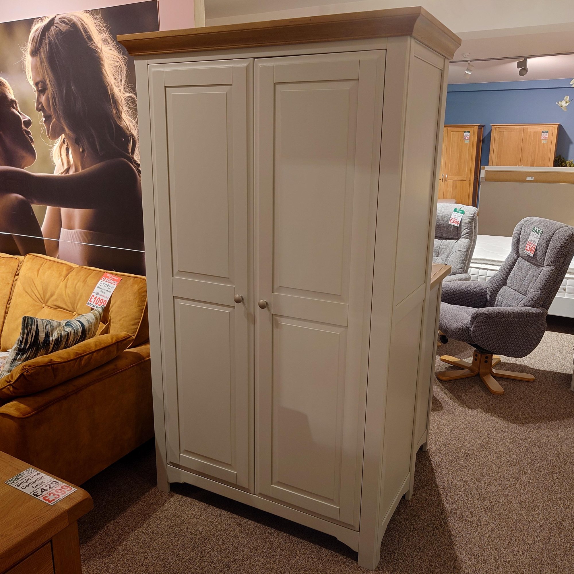 Clearance Fleur All Hanging Double Wardrobe Old Creamery Furniture