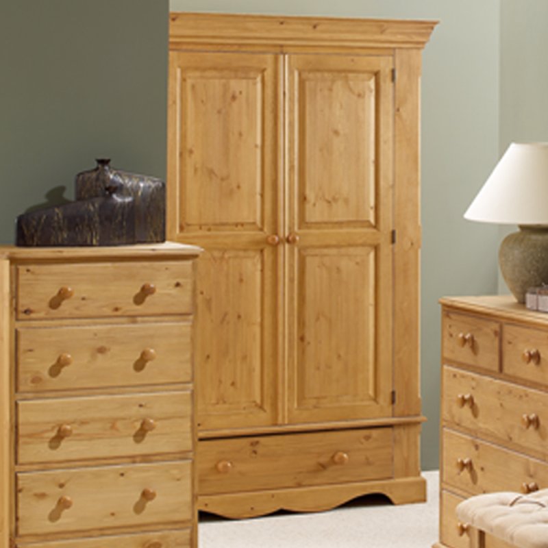 Woodies Pine Triple Wardrobe with Mirror