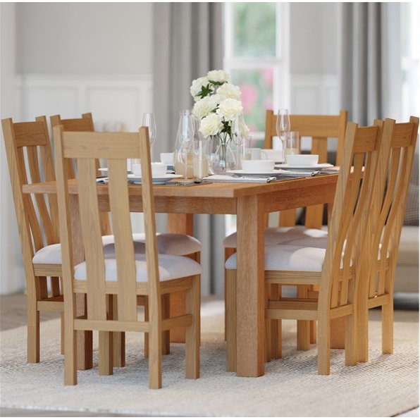 Bristol Bristol Oak Extending Dining Table & 4 Twin Slat Chairs