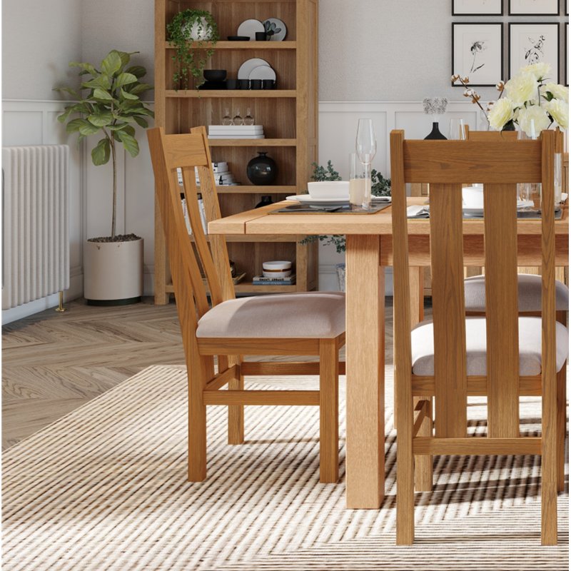 Bristol Bristol Oak Extending Dining Table & 4 Twin Slat Chairs