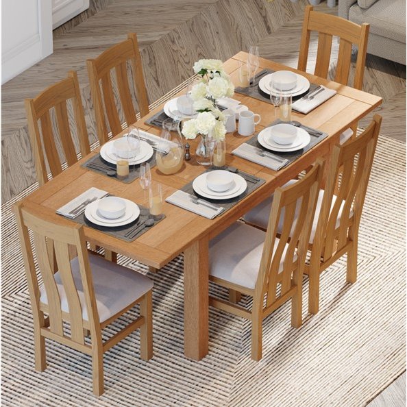 Bristol Bristol Oak extending table & 6 twin slat chairs