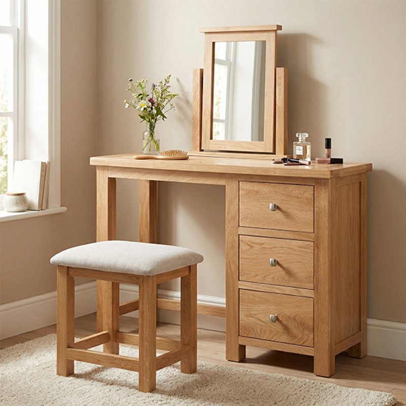 Bristol Bristol Oak Single Pedestal Dressing Table with Stool