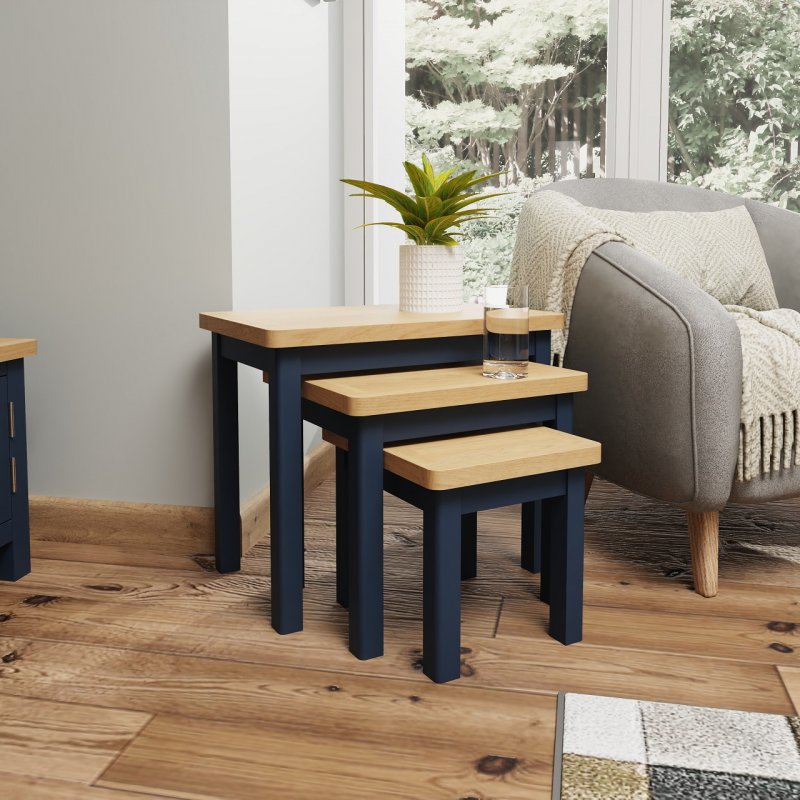 Sigma Sigma Blue Nest of 3 Tables