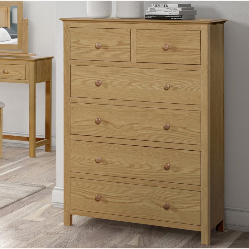 Portland Oak 2 Over 3 Chest of Drawers