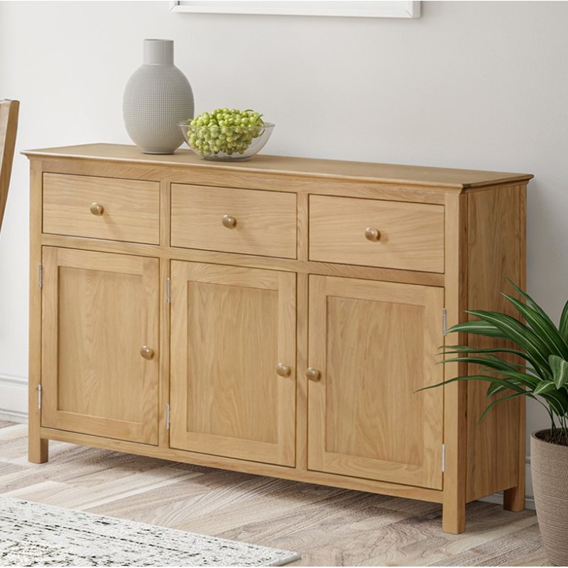 Portland Oak Portland Oak 3 Drawer 3 Door Sideboard