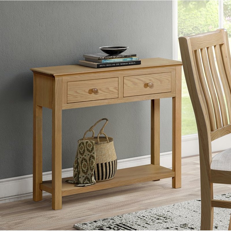 Portland Oak Console Table with 2 Drawers