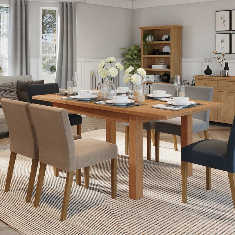 Bristol Bristol Oak 120-153cm Extending Table with 4 Low Back Chairs (Slate)