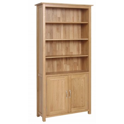 Lisbon Oak Bookcase on Cupboard