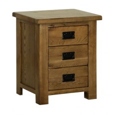 Riad Rustic Oak 3 Drawer Bedside