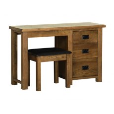 Riad Rustic Oak Single Pedestal Dressing Table