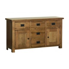 Riad Rustic Oak 2 Door 5 Drawer Large Sideboard