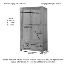 Avon Oak Double Wardrobe with 2 Drawers