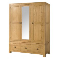 Avon Oak Triple Wardrobe with 3 Drawers