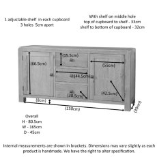 Avon Oak Large Sideboard 2 Door 3 Drawer