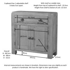 Avon Oak Narrow Sideboard 1 Drawer 2 Door