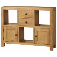 Avon Oak Low Display Unit 2 Door 2 Drawer