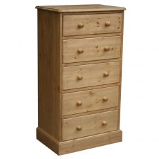 Woodies Pine 5 Drawer Tallboy Chest