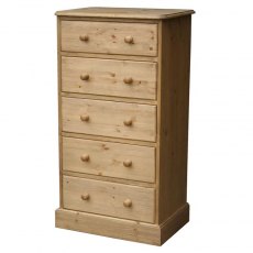 Woodies Pine 5 Drawer Tallboy Chest