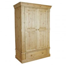 Woodies Pine Double Wardrobe on Drawer