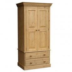 Woodies Pine Cottage Double Wardrobe with 2 Drawers