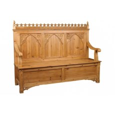 Carved Settle - 3 seater - patterned arch back design