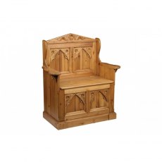 Carved Settle - single seater - patterned arch back design