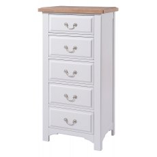 Fleur grey paint 5 drawer tallboy chest