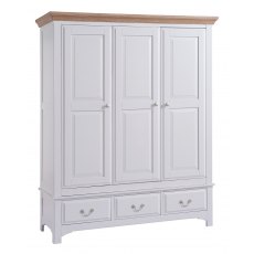 Fleur Grey Paint Triple Wardrobe on Drawers