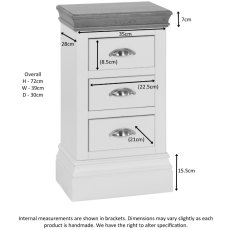 Geneva Painted Compact 3 Drawer Bedside