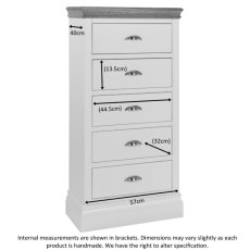 Geneva Painted 5 Drawer Tallboy Chest