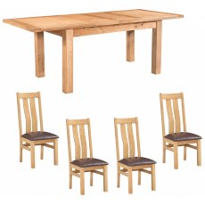 Bristol Oak Extending Dining Table & 4 Twin Slat Chairs