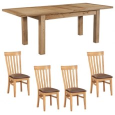 Bristol Oak Extending Dining Table & 4 Slatted Back Chairs