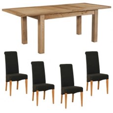 Bristol Oak Extending Dining Table & 4 Charcoal Fabric Chairs