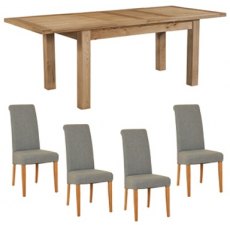 Bristol Oak Extending Dining Table & 4 Light Grey Fabric Chairs Bristol Oak Extending Dining Table & 4 Light Grey Fabric Chairs