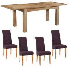 Bristol Oak Extending Dining Table & 4 Mauve Fabric Chairs Bristol Oak Extending Dining Table & 4 Mauve Fabric Chairs