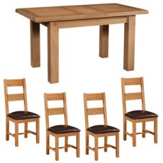 Oaken 120cm Extending Dining Table with 4 Oaken PU Seat Dining Chairs