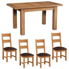 Oaken 120cm Extending Dining Table with 4 Oaken PU Seat Dining Chairs