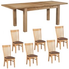 Bristol Oak extending table & 6 slatted chairs