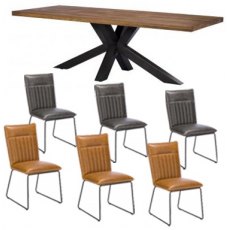 Soho 200cm Dining Table with 6 Mixed Cooper Chairs