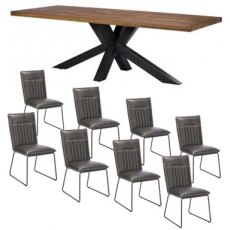 Soho Holburn 200cm Dining Chair with 8 Cooper Grey Dining Chairs