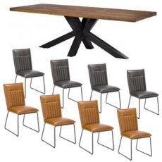 Soho Holburn 200cm Dining Chair with 8 Cooper Mixed Dining Chairs