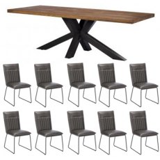 Soho Holburn 240cm Dining Table with 10 Grey Cooper Chairs.