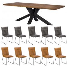 Soho Holburn 240cm Dining Table with 10 Mixed Cooper Chairs