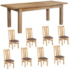 Bristol 180cm Extending Dining Table with 8 Twin Slat Dining Chairs