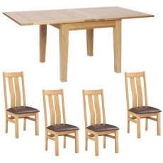 Lisbon Flip Top Extending Dining Table & 4 Twin Slat Chairs