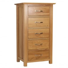 Lisbon Oak 5 Drawer Welly