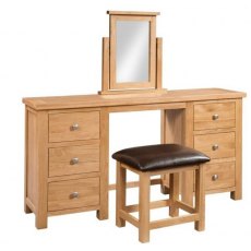 Bristol Oak Double Pedestal Dressing Table with Stool